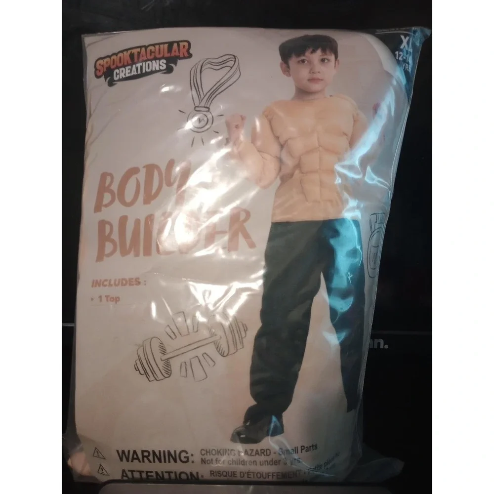 Spooktacular Creations Body Builder Muscle Costume Top Kids XL 12-14